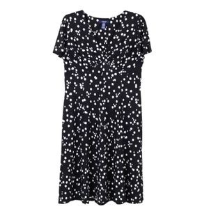 Chaps black and white polka dot dress